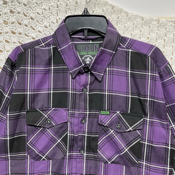Dixxon Flannel Shirt Mens M Plaid Purple The Regan Limited Edition Long Sleeve - Picture 2 of 13